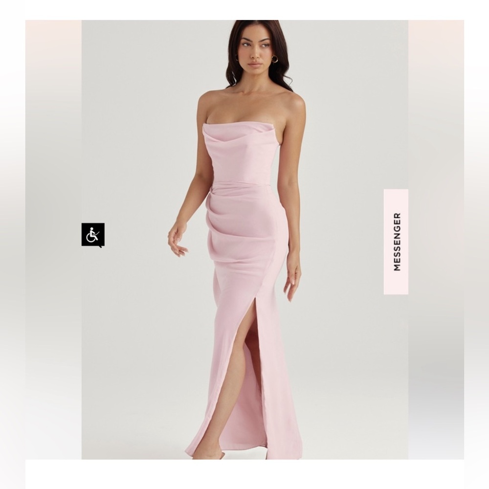 House of CB Adrienne Gathered Strapless Gown